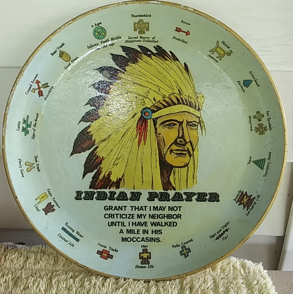 Vintage Indian Prayer Plate